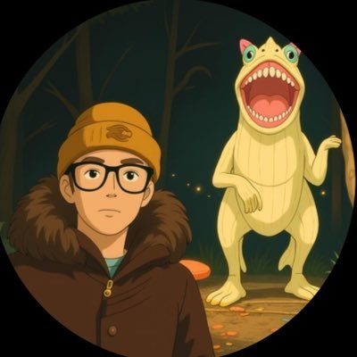 Cartoon Sam with a lizard friend