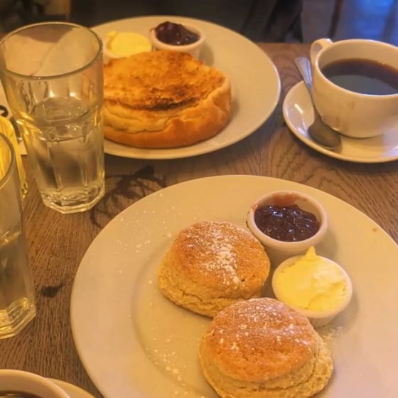 Scones with jam and cream